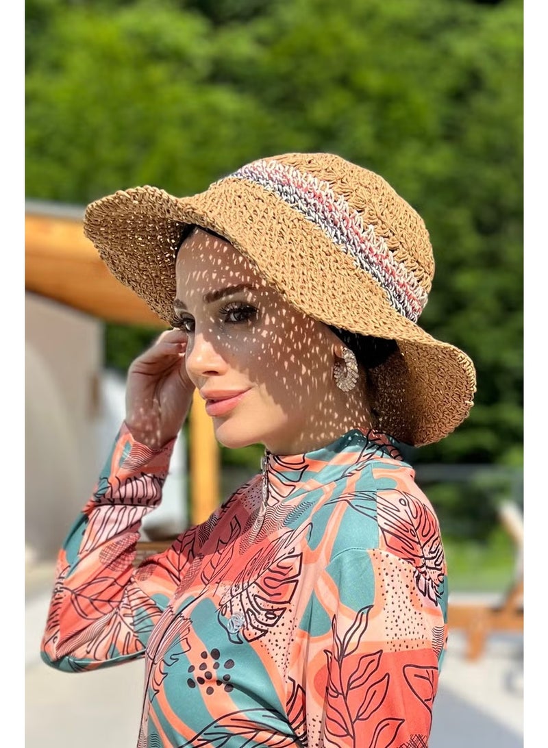 Remsa Mayo Handmade Knitted Straw Hat Rş-85 Camel - Image 5